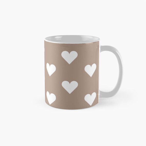 Item preview, Medium WHITE and WARM TAUPE Brown LOVE HEARTS designed and sold by RachelMacht.