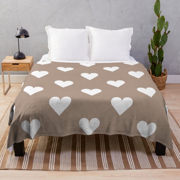 Item preview, Medium WHITE and WARM TAUPE Brown LOVE HEARTS designed and sold by RachelMacht.