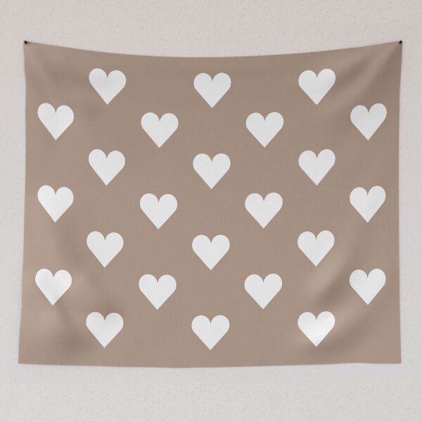 Item preview, Medium WHITE and WARM TAUPE Brown LOVE HEARTS designed and sold by RachelMacht.