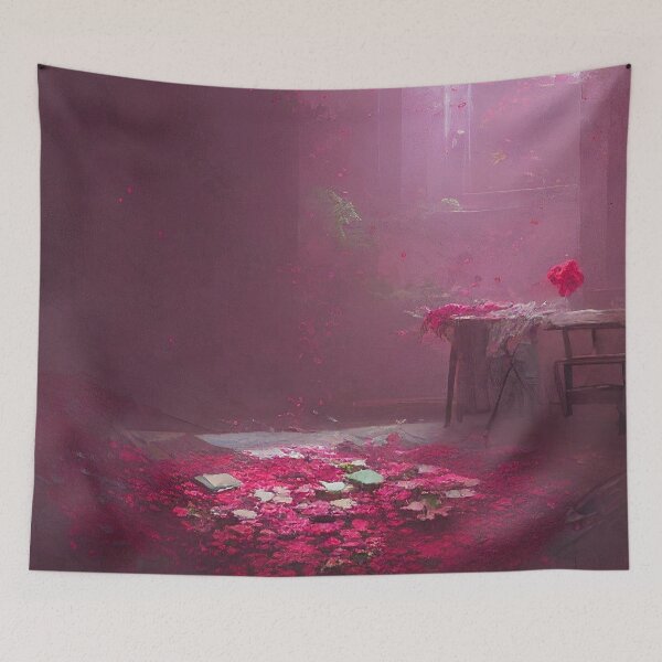 Item preview, Room full of flowers and books designed and sold by Nicolas-T.