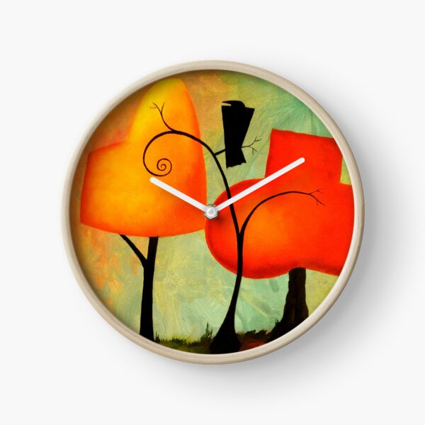 Crow & Autumn Trees Clock