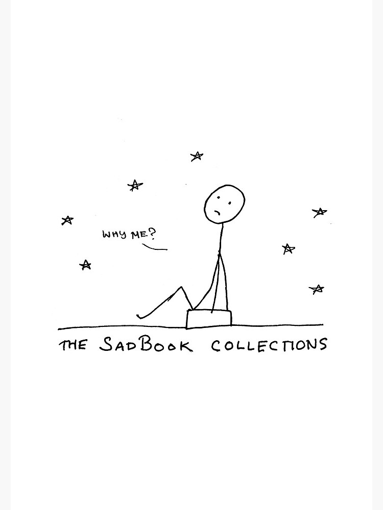 Thumbnail 3 of 3, Journal, "why me?" sad stick figure comic strip designed and sold by NoelleNotions.