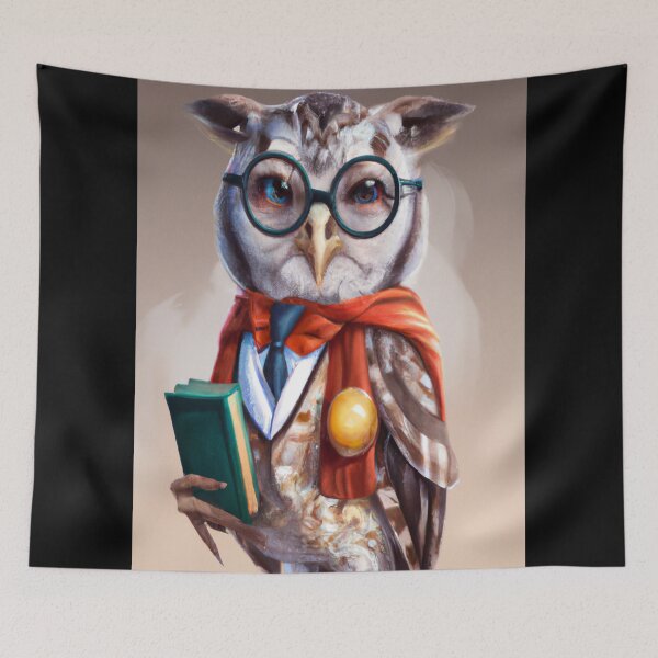 Item preview, Librarian Owl with Books designed and sold by URBANHEROMEN.