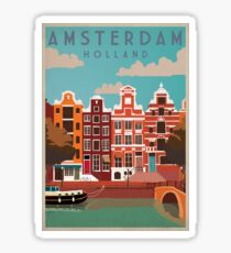 Vintage Travel Poster - Amsterdam, Holland Sticker