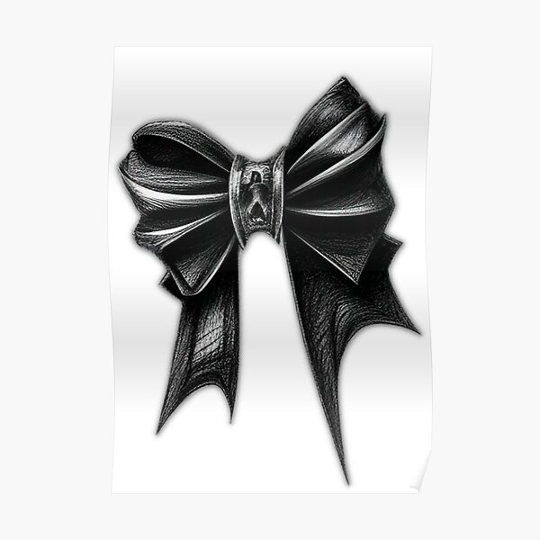 "Black bow Black and white sketch Pencil black boe drawing " Poster