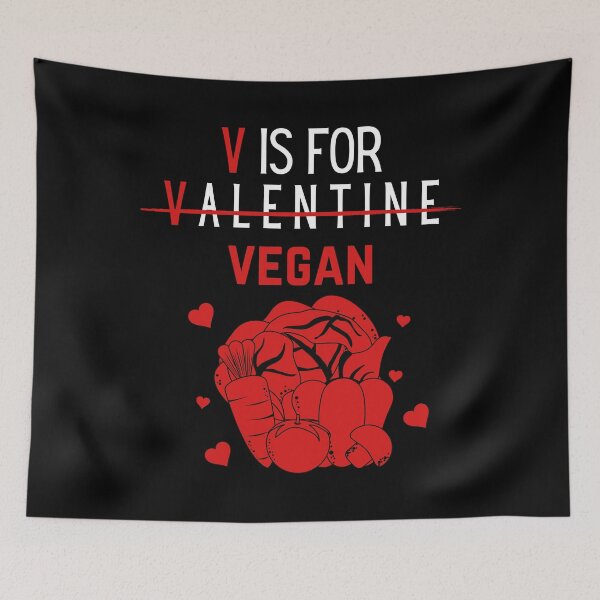 Item preview, V Is For Vegan Funny Valentines Day plants Gift for vegan and vegetables lovers designed and sold by Diferenty Shop  ⭐⭐⭐⭐⭐.