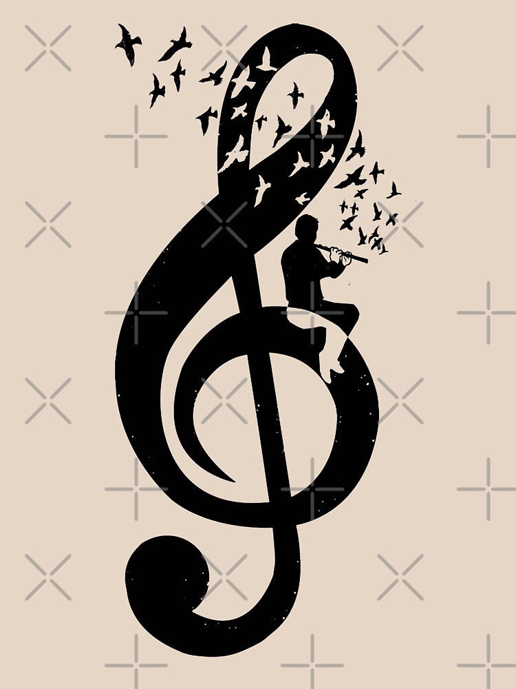 Treble Clef Flute - Music Theme Design Suitable for Men and Women by barmalisiRTB