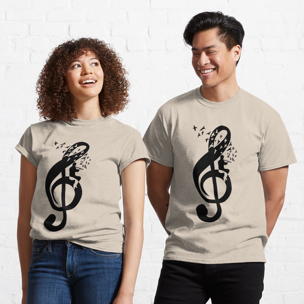 Treble Clef Flute - Music Theme Design Suitable for Men and Women Classic T-Shirt