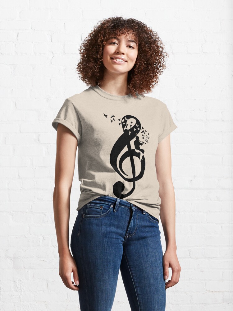 Alternate view of Treble Clef Flute - Music Theme Design Suitable for Men and Women Classic T-Shirt
