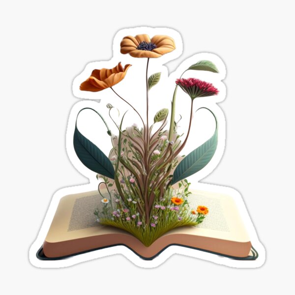 flowers growing from book Sticker