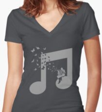 Accordion - Butterfly Women's Fitted V-Neck T-Shirt