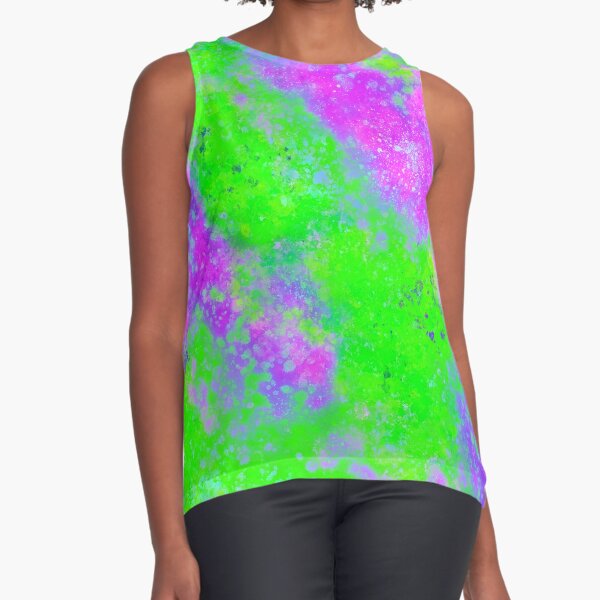 Purple Green Cloud Collective Abstract Painting Splatters Sleeveless Top