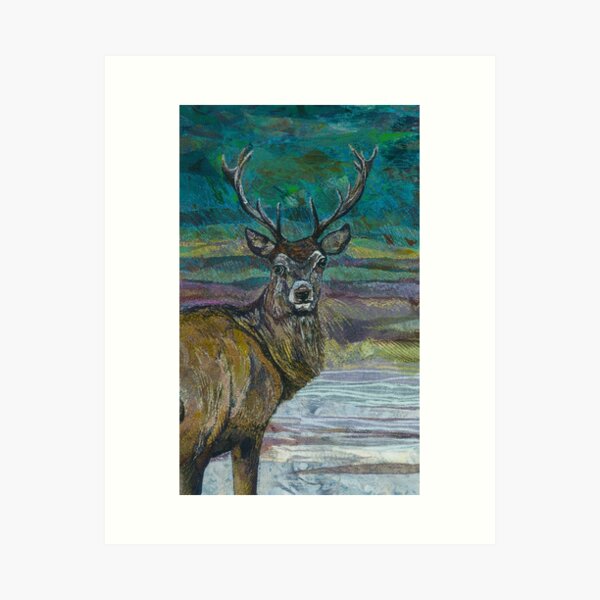 Standing Proud - Stag Embroidery - Textile Art Art Print