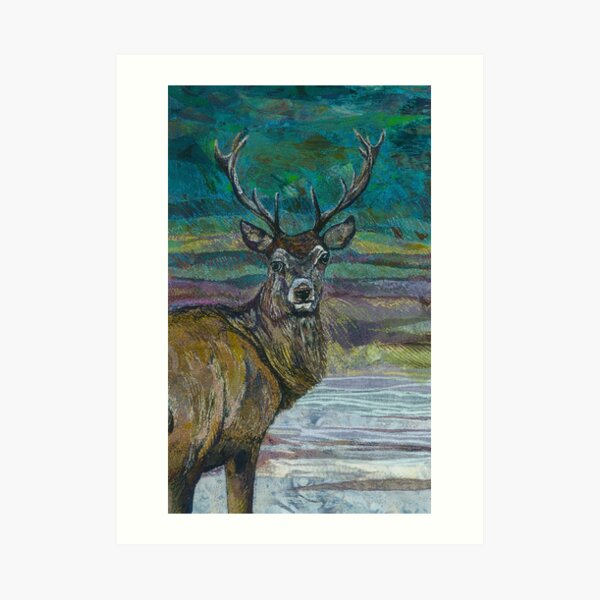 Standing Proud - Stag Embroidery - Textile Art Art Print
