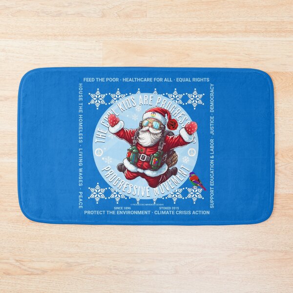 Item preview, PMD00209 Progressive Movement Designs Santa Skydiver skydives with parachute  on blue Christmas funny design with Progresive Birdie designed and sold by ProgressiveLeft.