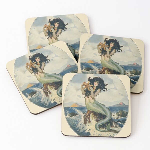 Item preview, Mermaid and Starfish coastal art designed and sold by Glimmersmith.