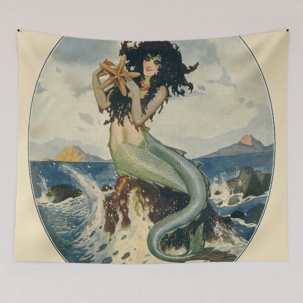 Item preview, Mermaid and Starfish coastal art designed and sold by Glimmersmith.
