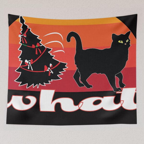Item preview, Funny Black Cat Pushing Christmas Tree designed and sold by dsirs.