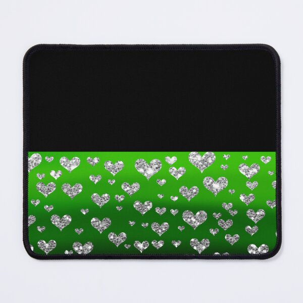 Item preview, Sparkly Glitter Silver Hearts Green Valentine designed and sold by Trinket-Trickster.