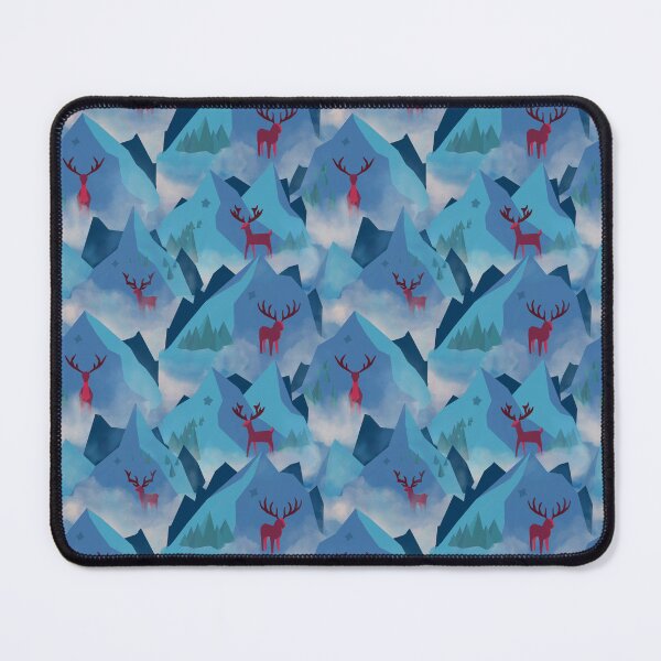 Item preview, Misty Mountain Reindeer in Viva Magenta and Blue Yonder designed and sold by katrinaroman.