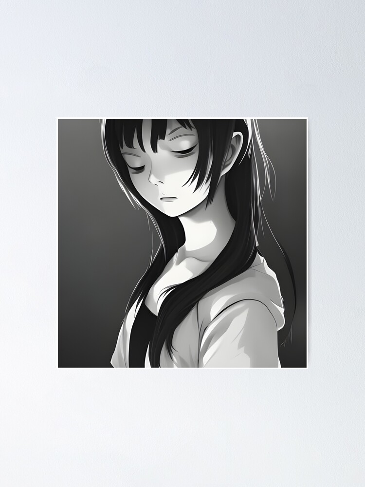 Premium Vector  A black and white poster of a anime girl with a