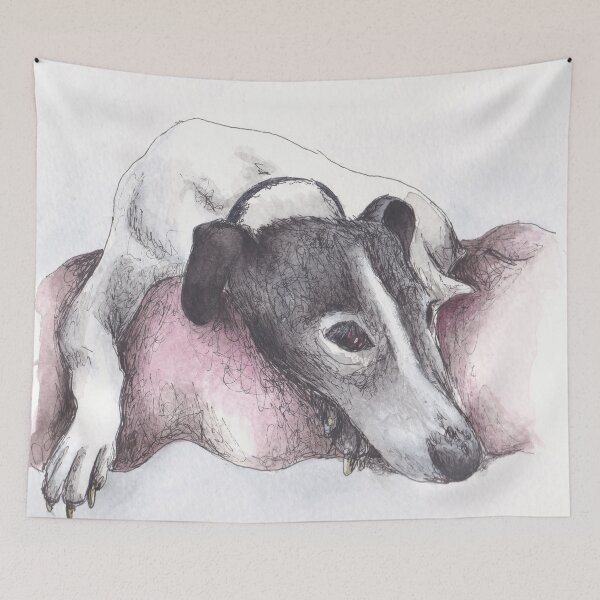 Item preview, Greyhound Lurcher cross dog portrait designed and sold by sarahkeenan.