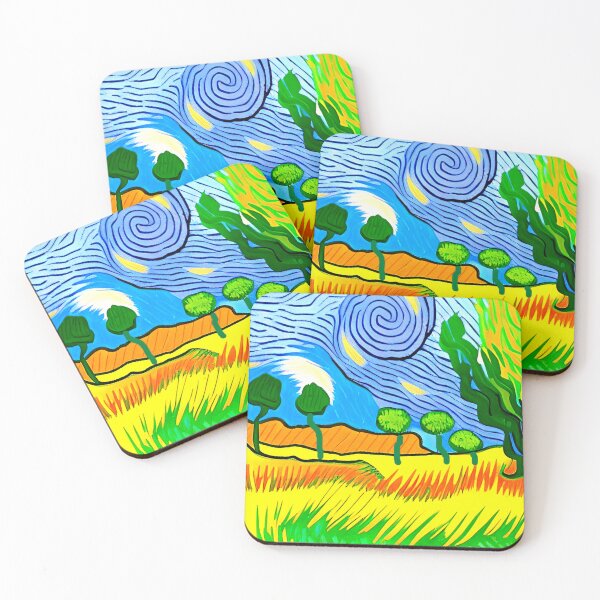 Item preview, Abstract landscape oil painting wall art, Van Gogh style, prints, colorful, unique,  prints, canvas, posters. designed and sold by JoelsCorner.