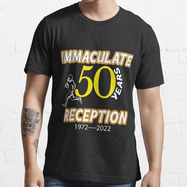 theSteelCityTshirts Franco Harris Immaculate Reception 50th Anniversary Pittsburgh Football Fan V2 T Shirt Ladies / Black / Medium