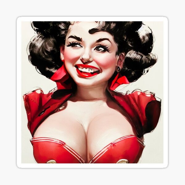 Red And Black Pinup Girl Sticker For Sale By Cutestpinups Redbubble 1358