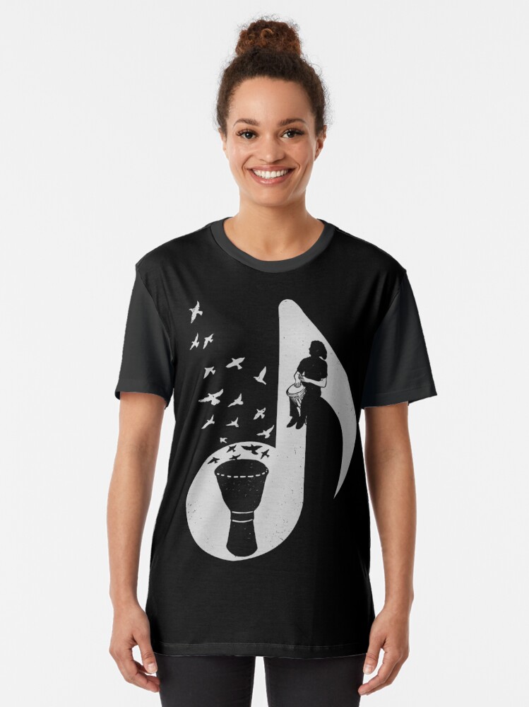 Alternate view of Musical note - Djembe Graphic T-Shirt