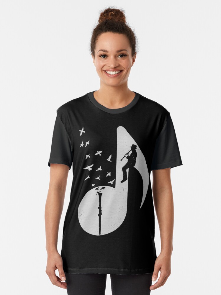 Alternate view of Musical Note - Clarinet Graphic T-Shirt