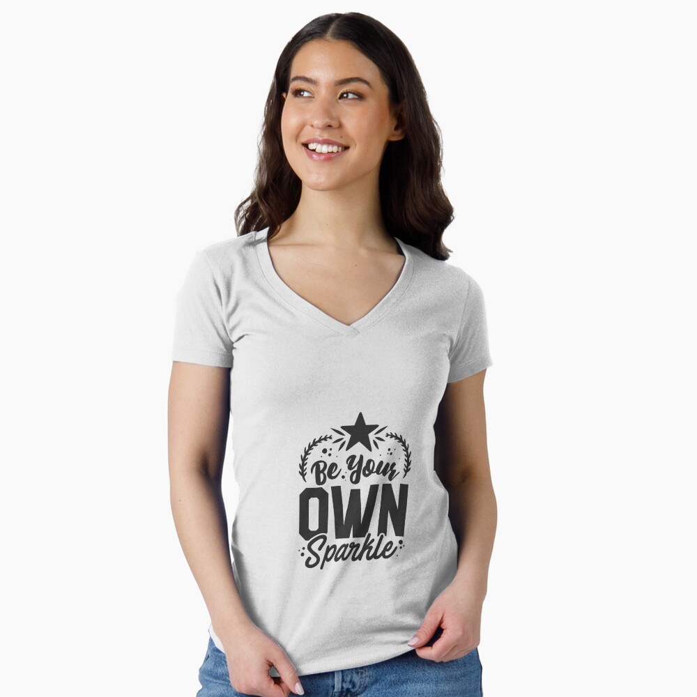 Be Your Own Sparkle Fitted V-Neck T-Shirt - programmer humor design by HackerLooks
