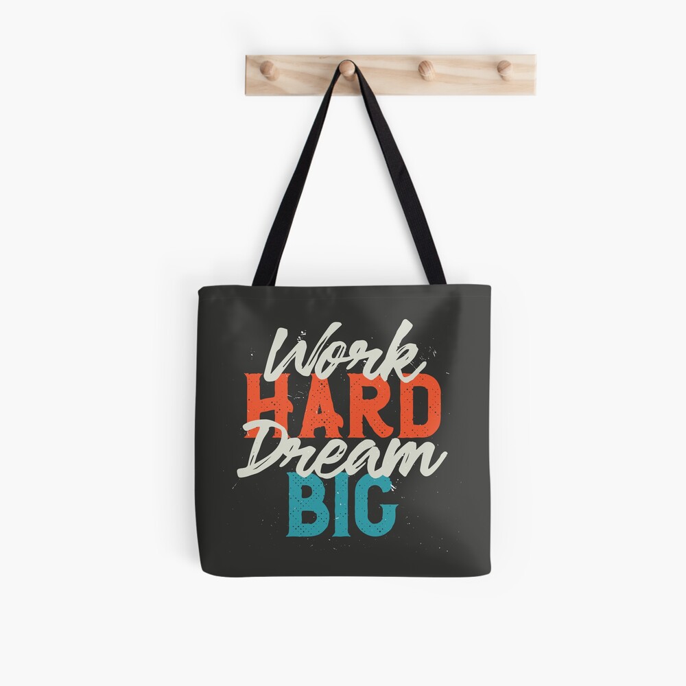 Work Hard Dream Big All Over Print Tote Bag - programmer humor design by HackerLooks