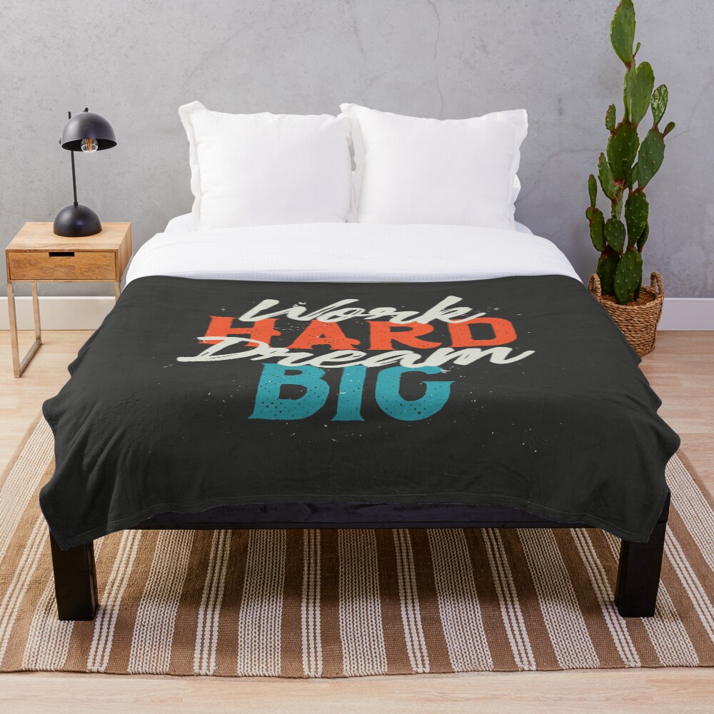 Work Hard Dream Big Throw Blanket - programmer humor design by HackerLooks