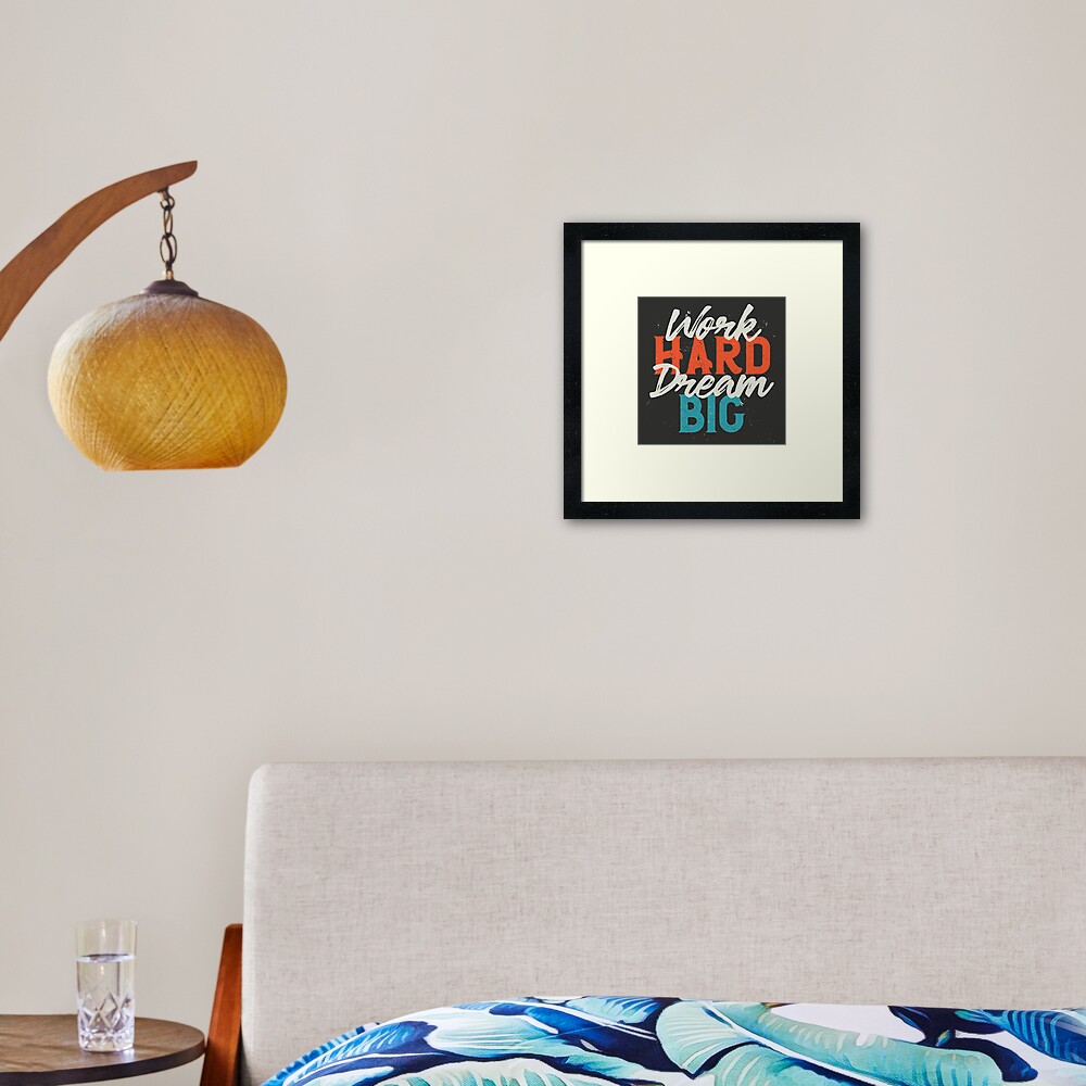 Work Hard Dream Big Framed Art Print - programmer humor design by HackerLooks