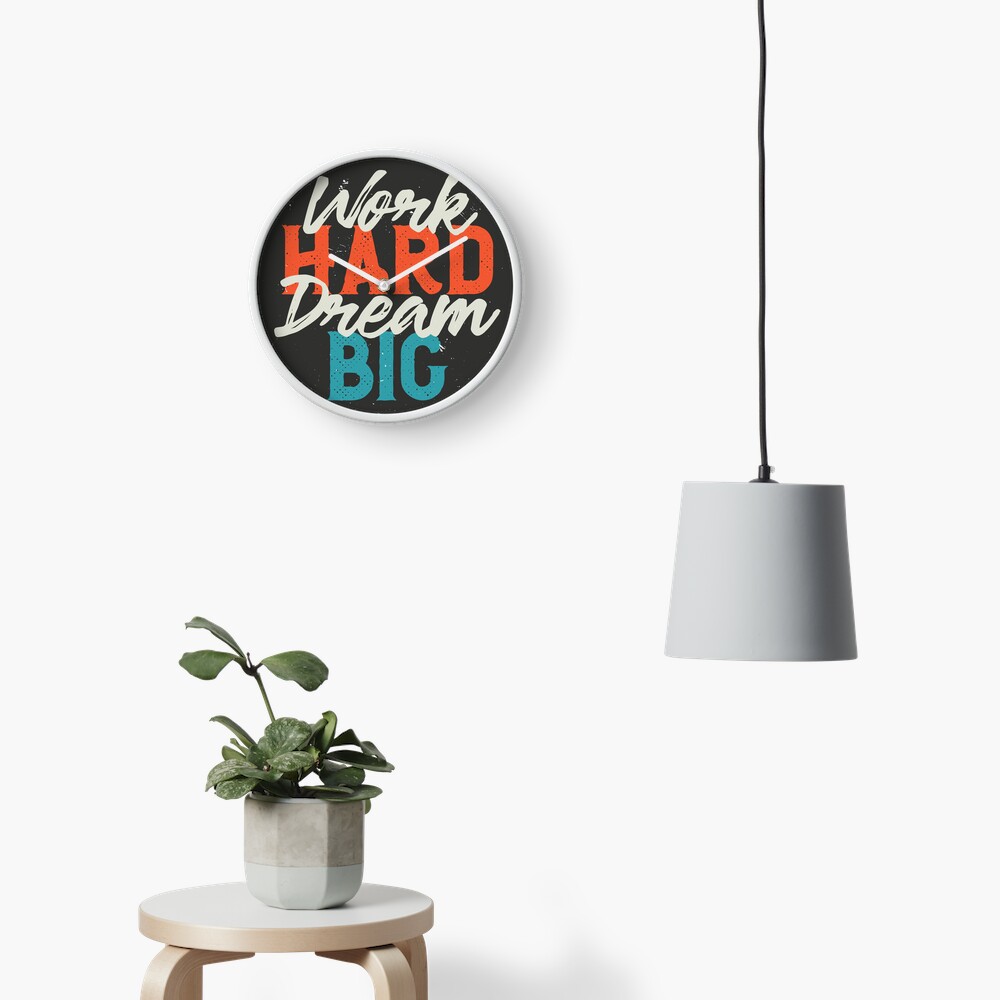 Work Hard Dream Big Clock - programmer humor design by HackerLooks