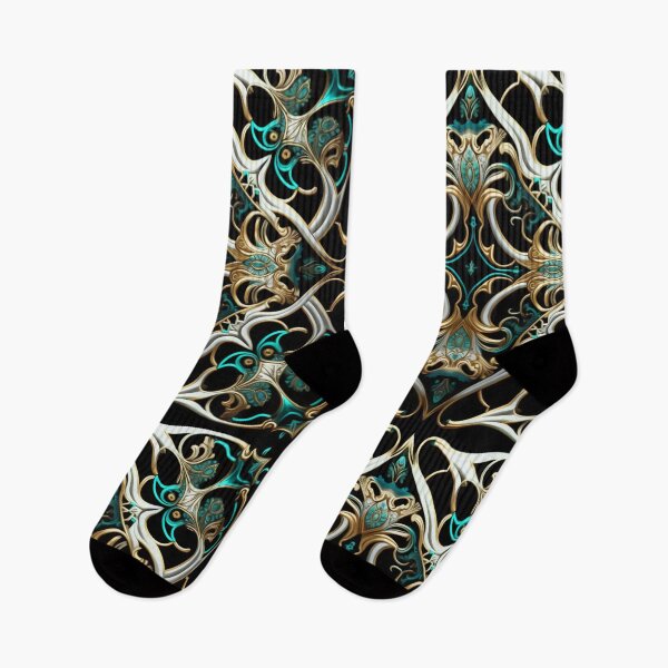 Item preview, Elegant Gold, Silver and Teal Art Noveau Pattern with a smooth metallic twist designed and sold by Orianah.