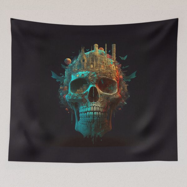 Item preview, Skull with a castle on top of her head designed and sold by sammgdesign.