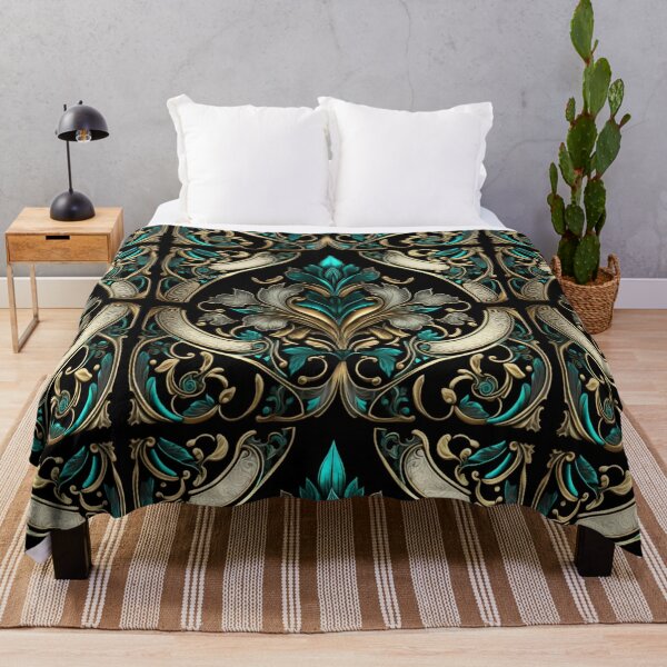 Item preview, Elegant Gold, Silver and Teal Art Noveau Pattern with a smooth metallic twist designed and sold by Orianah.
