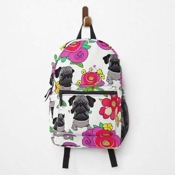 Artikelvorschau, Entzückender Mops und Blumen entworfen und verkauft von pugmom4.