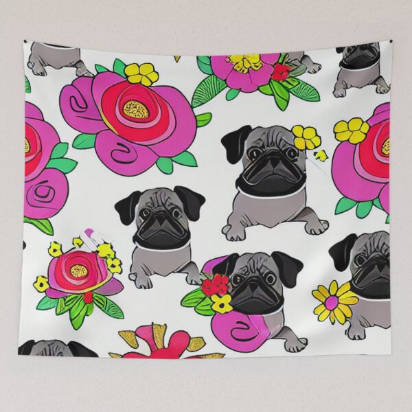 Item preview, Adorable Pug and Flowers designed and sold by pugmom4.