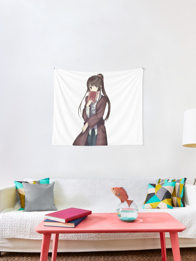 Anime Girl With Book Tapestry By Raionkeiji Redbubble