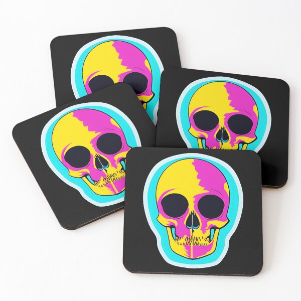 Item preview, Skull with Blue Pink and Yellow Accent Sticker Design  designed and sold by Litheon.