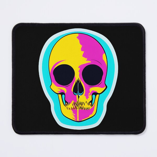 Item preview, Skull with Blue Pink and Yellow Accent Sticker Design designed and sold by Litheon.