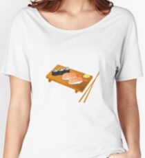 Tray of Sushi Sashimi Chop Sticks Raw Fish Women's Relaxed Fit T-Shirt