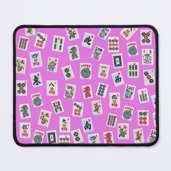 Item preview, Mahjongg game tiles design on pink color designed and sold by Zina Stromberg.
