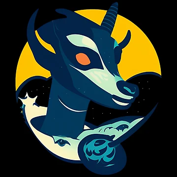 Artwork thumbnail, Moon Goat Abstract Sticker Design by Litheon