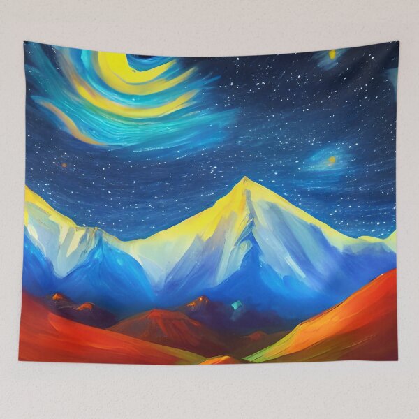 Item preview, Night Starry Mountain Art ,Colorful Night Sky Art, Spiritual Starry Art  designed and sold by viewgraphics.
