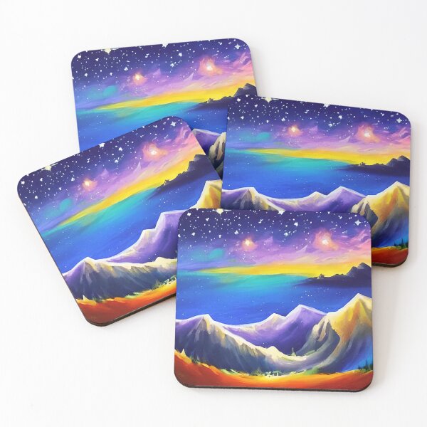 Item preview, Night Starry Mountain Art ,Colorful Night Sky Art, Spiritual Starry Art  designed and sold by viewgraphics.