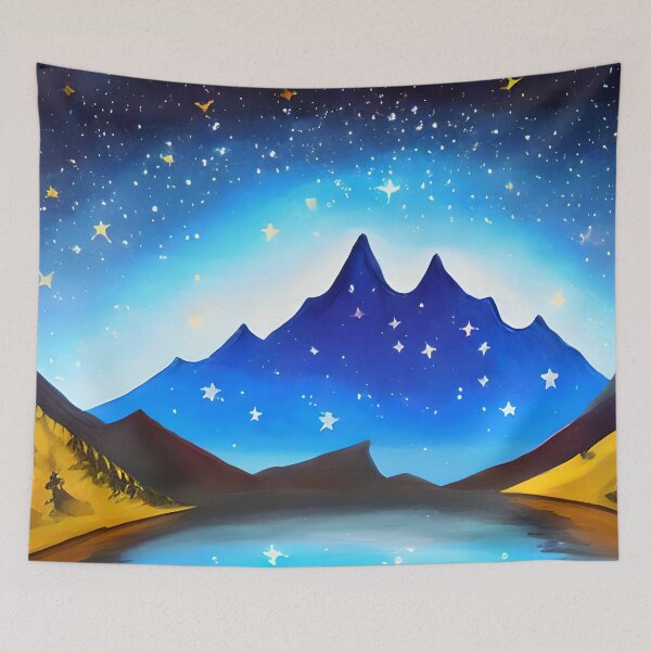 Item preview, Night Starry Mountain Art ,Colorful Night Sky Art, Spiritual Starry Art  designed and sold by viewgraphics.